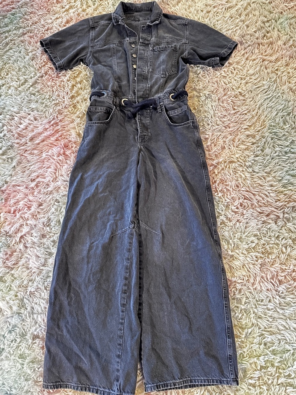 NWT Free People We The Free Edison Wide-Leg Black Denim Coverall Size XS - Picture 3 of 13